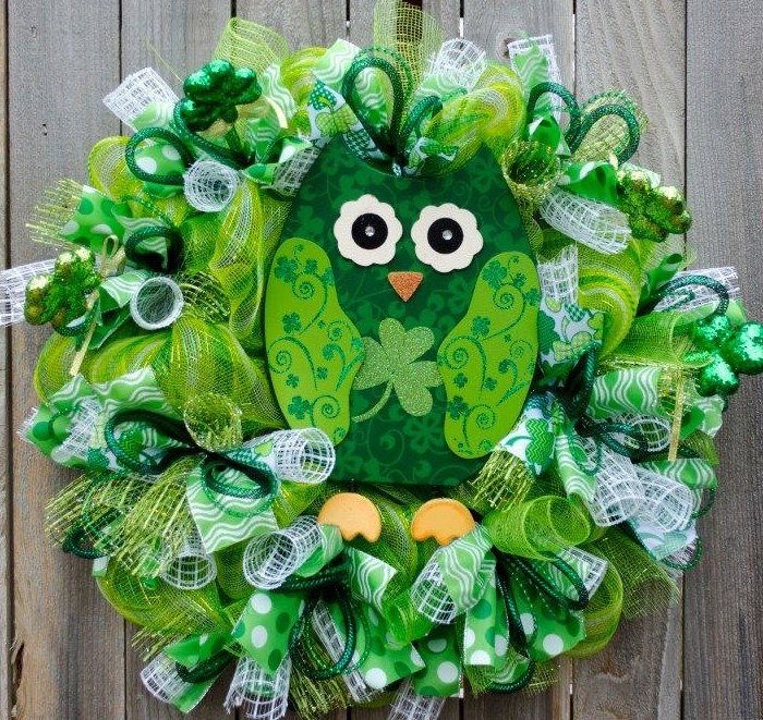 st patricks day owl wreath
